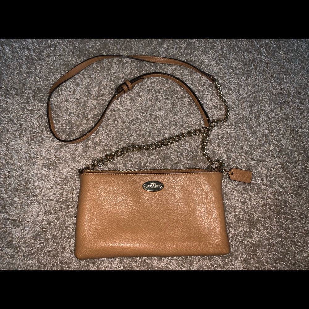 COACH crossbody with gold chain strap